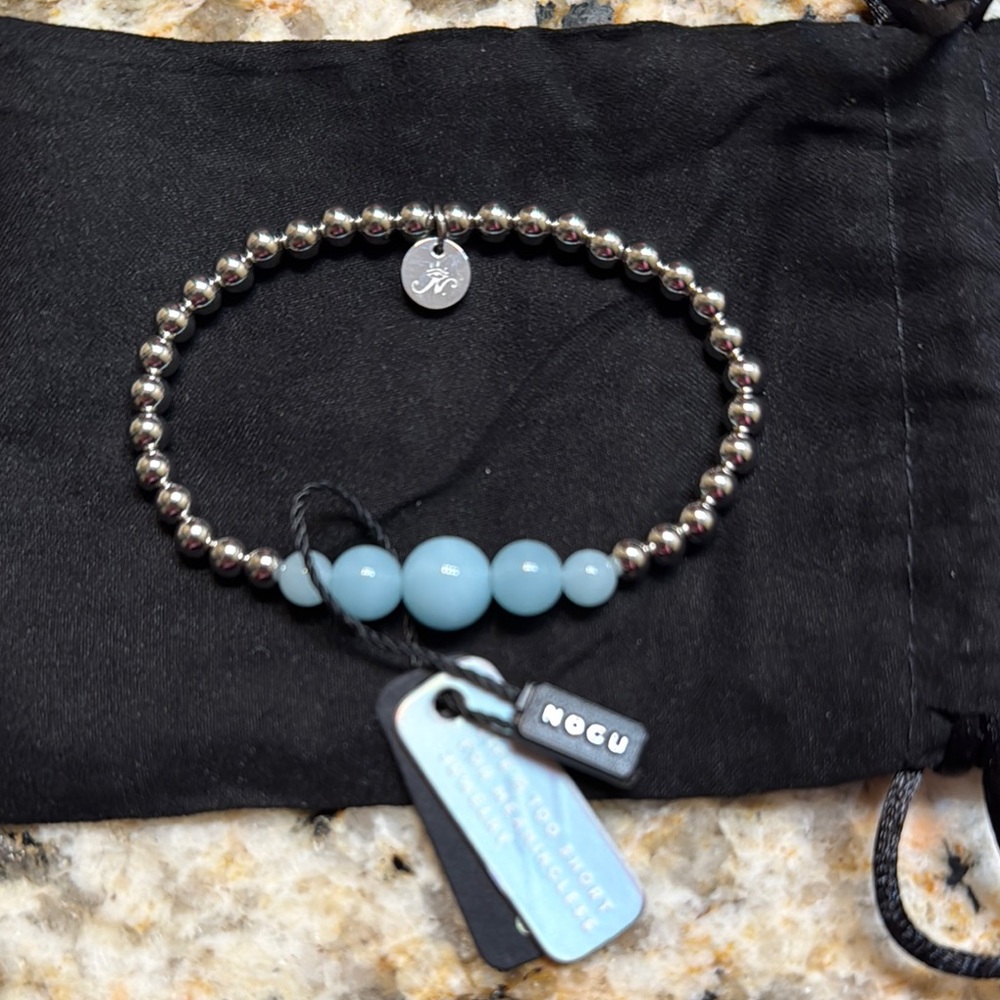 Silver and Blue Beaded Bracelet
